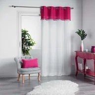 Firany - Douceur d'intérieur Firana na przelotkach ALIXIA 140 x 240 cm biała z różowym dekorem 1626002 - miniaturka - grafika 1