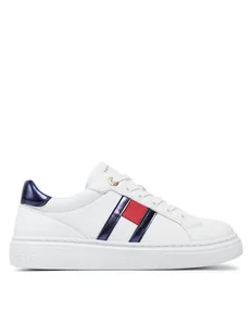 Tommy Hilfiger Sneakersy Flag Low Cut Lace-Up Sneaker T3A9-33538-1351 S Biały - Buty dla dziewczynek - miniaturka - grafika 1
