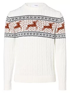 Swetry męskie - Selected - Sweter męski  SLHReindeer, biały - grafika 1