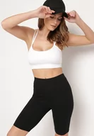 Spodenki damskie - Czarne Bawełniane Szorty Kolarki przed Kolano z Elastyczną Gumką w Pasie Harmmonia - miniaturka - grafika 1