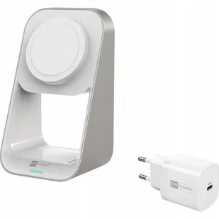 ER Power Ładowarka indukcyjna 2w1 15W Stand, MagSafe, biała - Ładowarki do telefonów - miniaturka - grafika 1