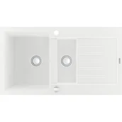 Zlewozmywaki - Mexen Matias zlewozmywak granitowy 1,5-komorowy z krótkim ociekaczem 900 x 505 mm, biały - 6502901505-20 - miniaturka - grafika 1