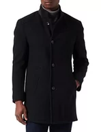 Płaszcze męskie - bugatti Męski płaszcz wełniany, czarny, 50 - miniaturka - grafika 1