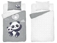 Pościel dla dzieci - Pościel bambusowa dziecięca 100x135 szara z białymi akcentami i pandami Baby Bamboo - miniaturka - grafika 1