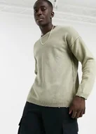 Swetry męskie - Zielony Sweter Męski z Długim Rękawem Prosty S Asx - miniaturka - grafika 1