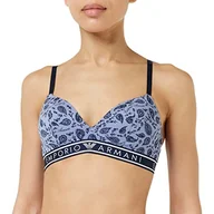 Biustonosze - Emporio Armani Damski wyściełany trójkątny biustonosz, Sky Blu Nadruk Paisley, S - miniaturka - grafika 1