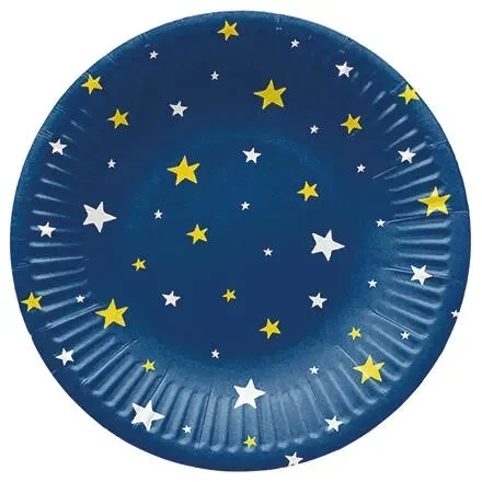 Talerzyki Papierowe Gwiazdki Gwiazdy Granat 18 Cm 8 Szt Party