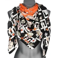 Apaszki i szaliki damskie - Chusta damska DUŻA 130x130 satynowa w KWIATY STOKROTKI MAKI GE-6 - miniaturka - grafika 1