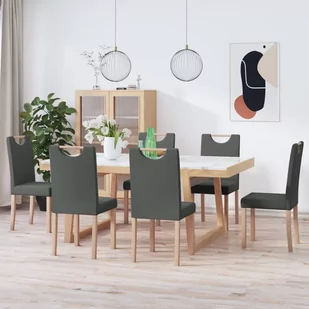 vidaXL Krzesła stołowe, 6 szt., ciemnoszare, tapicerowane tkaniną - Krzesła - miniaturka - grafika 1