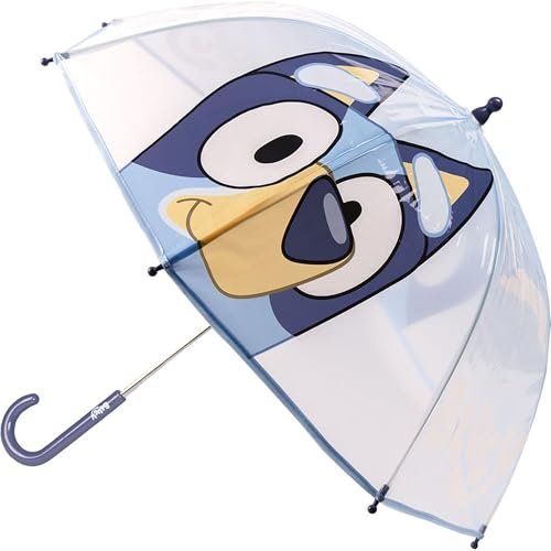 CERDÁ LIFE'S LITTLE MOMENTS Bluey parasol dla dzieci o kolorowym i wesołym wzornictwie – odporny na wiatr parasol dziecięcy z bezpiecznym otworem na rękę i ergonomicznym uchwytem, Bluey, Standard