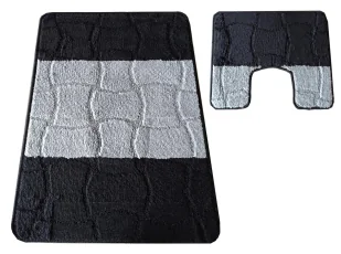 Elegancki czarny zestaw chodników do łazienki N7-P68 - Dywaniki łazienkowe Elegancki czarny zestaw chodników do łazienki N7-P68 - Dywaniki łazienkowe - miniaturka - grafika 1