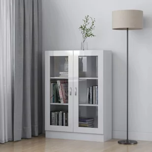 VidaXL Witryna, wysoki połysk, biała, 82,5x30,5x115 cm, płyta 802756 VidaXL - Witryny - miniaturka - grafika 1