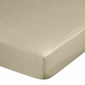 Prześcieradła - Wysokie prześcieradło satynowe z gumką beżowe 140x200+30cm - miniaturka - grafika 1