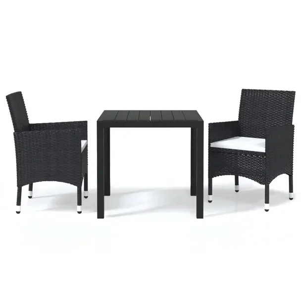 Komplet mebli ogrodowych czarny, stół 80x80x74 cm, krzesła 53x58x84 cm
