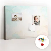 Tablice i flipcharty - Szkolna Tablica korkowa 60x40 cm, Kolorowe Pinezki, wzór Akwarela marmur - miniaturka - grafika 1