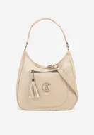 Torebki damskie - Jasnobeżowa Torebka Typu Shopper Ozdobiona Frędzlami Felluria - miniaturka - grafika 1