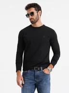 Koszulki męskie - Longsleeve męski SLIM FIT z elastanem i printem czarny V1 OM-LSBC-0124 S - miniaturka - grafika 1