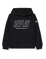 Bluzy dla chłopców - Replay Chłopięca bluza z kapturem, mieszanka bawełny, czarna (Black 098), 14 lat, czarny (098 Black), 14 lat - miniaturka - grafika 1