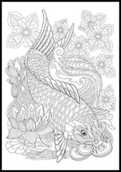 Kolorowanki, wyklejanki - Kolorowanka w formie plakatu dla dzieci i nie tylko, z piękną grafiką, kreskówkowy karp koi, format 50x70 cm - miniaturka - grafika 1