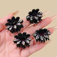 Ozdoby do włosów - TEMU 4 szt. Eleganckie spinki do włosów z kwiatami i cyrkoniami Słodkie i eleganckie, idealne na imprezy i prezenty urodzinowe, materiał: plastik - miniaturka - grafika 1