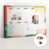 Tablice i flipcharty - Szkolna Tablica korkowa 60x40 cm, Kolorowe Pinezki, wzór Prosty planer tygodnia - miniaturka - grafika 1