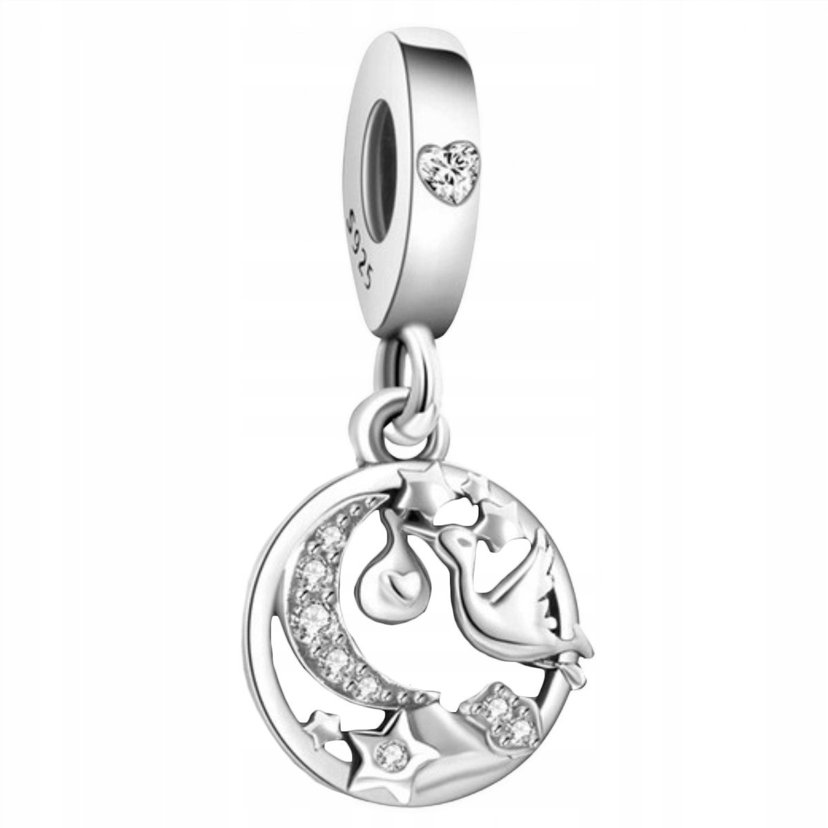 Charms Srebrny Narodziny Dziecka Księżyc Birthday Moon SREBRO 925