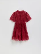 Sukienki i spódniczki dla dziewczynek - Reserved - Tiulowa sukienka z kokardkami - czerwony - miniaturka - grafika 1