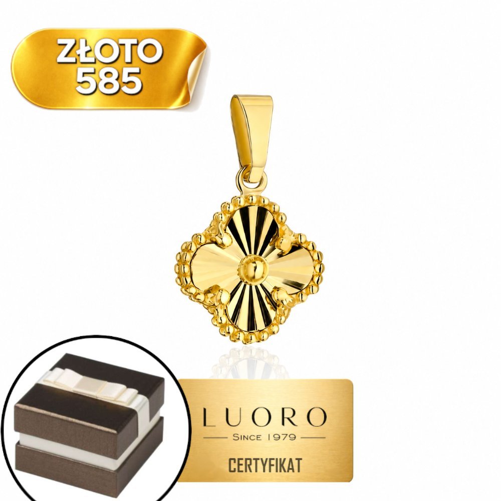 ZAWIESZKA ZŁOTA 585 14K KONICZYNKA DIAMENTOWANA DELIKATNA 1,7 CM ELEGANCKA
