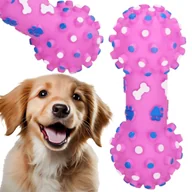 Zabawki dla psów - Gryzak, gumowa kość dla psa, zabawka piszcząca różowa - miniaturka - grafika 1