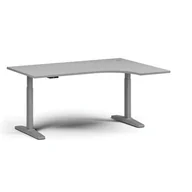 Stoły i stoliki do biura - Stół z regulacją wysokości, elektryczny, 675-1325 mm, narożnik prawy, blat 1600x1200 mm, podstawa szara, szary - miniaturka - grafika 1