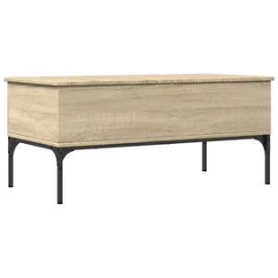 vidaXL Stolik kawowy dąb sonoma 100x50x45 cm materiał drewnopochodny i metal - Ławy i stoliki kawowe - miniaturka - grafika 1