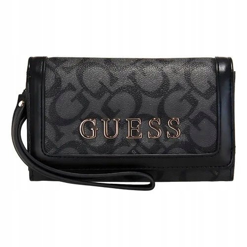 GUESS PORTFEL DAMSKI CZARNY Z LOGO I MIEJSCEM NA BILON 18 x 3 x 11 1GŁA