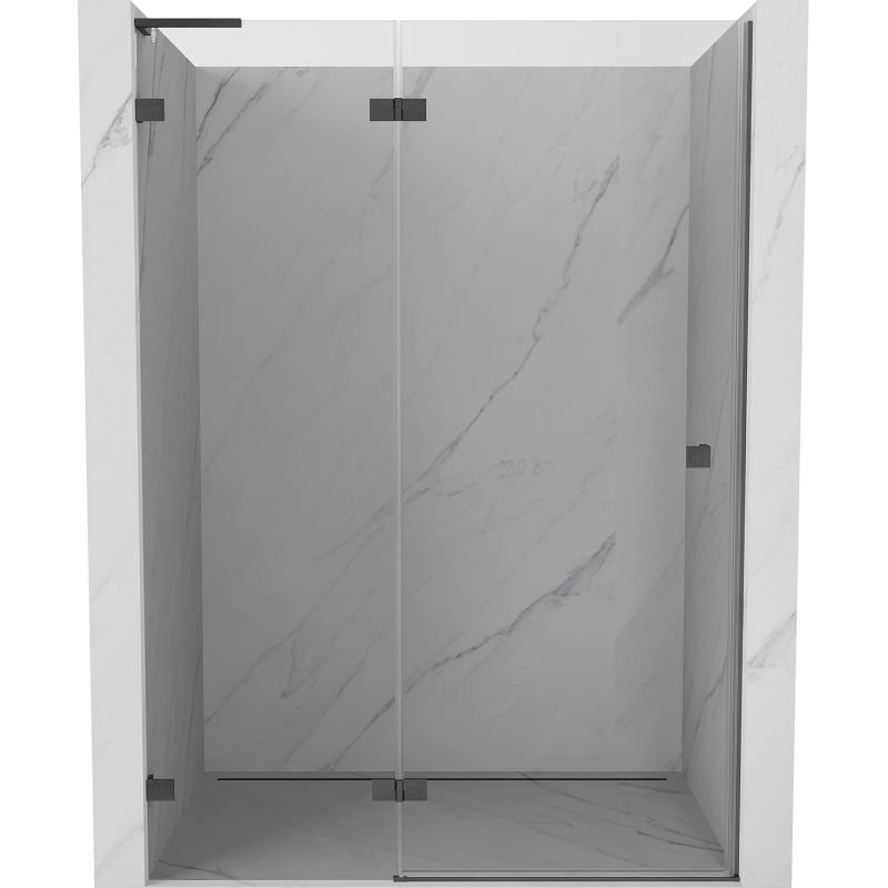 Mexen Lunar L drzwi prysznicowe uchylne lewe 130 cm, transparent, gun gray szczotkowany - 834L-130-000-66-00-L