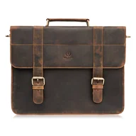 Teczki i aktówki - Torba męska na ramię skórzana aktówka brązowa paolo peruzzi t-99-hbr - miniaturka - grafika 1