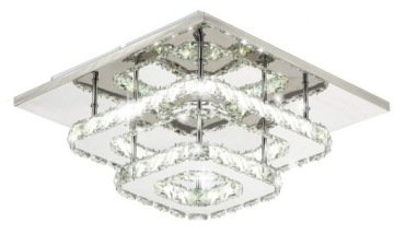 Plafon Sufitowy Kryształ Lampa Sufitowa Kryształowa Chrom Srebrna Neutralna