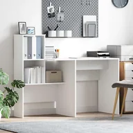 Biurka - vidaXL Biurko Biały 131.5 x 50 x 106.5 cm Materiał drewnopochodny - miniaturka - grafika 1