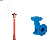 Sprzęt przeciwpożarowy - Hydrant nadziemny DN100 H2150, PN16, GJS, pojedyncze zamknięcie, kolumna nierdzewna + kolano stopowe N DN100, GJS_ZESTAW - miniaturka - grafika 1