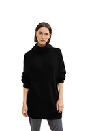 Swetry damskie - TOM TAILOR Damski Sweter z dzianiny oversize z golfem 1034076, 14482 - Deep Black, 3XL - miniaturka - grafika 1