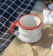Filiżanki - Filiżanka ceramiczna do kawy herbaty Cappuccino Czerwona 200ml - miniaturka - grafika 1