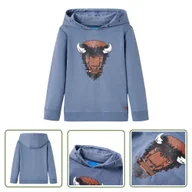 Bluzy dla dziewczynek - Bluza dziecięca z kapturem - niebieski melanż - 104 - Bluza Dziewczęca - miniaturka - grafika 1