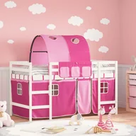 Łóżka dla dzieci i młodzieży - Dziecięce łóżko na antresoli, z tunelem, różowe, 90x200 cm Lumarko! - miniaturka - grafika 1