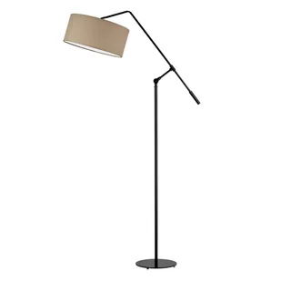 Czarna lampa podłogowa łukowa LIBERIA z beżowym abażurem - Lampy stojące - miniaturka - grafika 1