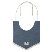 Śliniaki i fartuszki - Hi Little One śliniak wiązany BOHO LEO Blue Pom Pom - miniaturka - grafika 1