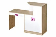 Biurka - Biurko z komodą CAMBI biały/jasny dąb/różowy / 150x120x78 cm - miniaturka - grafika 1