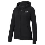 Bluzy damskie - Bluza z kapturem damska Puma ESSENTIAL SMALL LOGO FULL-ZIP TR czarna 58681301-S - miniaturka - grafika 1
