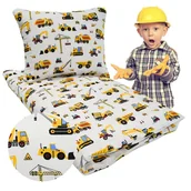 Pościel dla dzieci - Pościel Dziecięca 100x135 + 40x60 Koparki Żółte Na Białym Wysoka Jakość - miniaturka - grafika 1