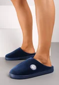 Kapcie damskie - Granatowe Płaskie Kapcie z Futerkiem Typu Baranek Mailyra - miniaturka - grafika 1