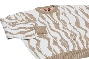 Nally Damski sweter w paski, luźno dopasowany sweter z dzianiny akryl szarobrązowy biały rozmiar XS/S, szarobrązowy, biały, XS - Swetry damskie - miniaturka - grafika 1