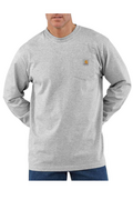 Koszulki sportowe męskie - Koszulka męska z długim rękawem Carhartt Pocket T-Shirt L/S HGY Heather Grey - miniaturka - grafika 1