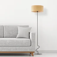 Lampy stojące - Czarna lampa podłogowa z rattanowym kloszem JERSEY BOHO - miniaturka - grafika 1